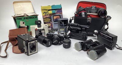 Lot 2360 - Two boxes of cameras and accessories