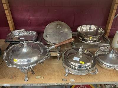 Lot 723 - Mixed group of silver plate to include serving dishes and baskets