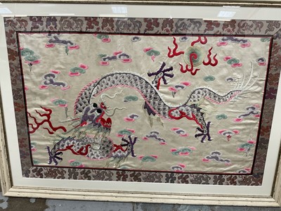 Lot 235 - Large Chinese embroidered silk picture in glazed frame