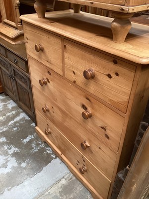 Lot 1250 - Pine chest of two short and three long drawers, together with a dressing table mirror (2)