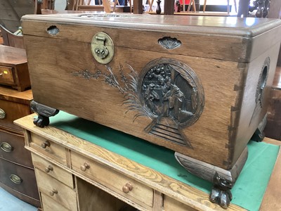 Lot 1278 - Chinese carved camphor wood chest