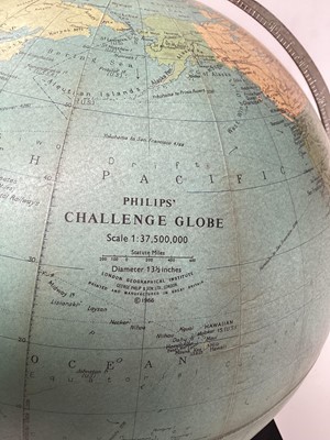 Lot 2594 - Philips 13 1/2 inch challenge globe, and a large Edigol wall map