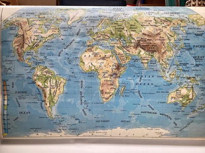 Lot 2594 - Philips 13 1/2 inch challenge globe, and a large Edigol wall map