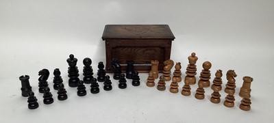 Lot 2620 - Old/antique turned boxwood and ebony chess set in box