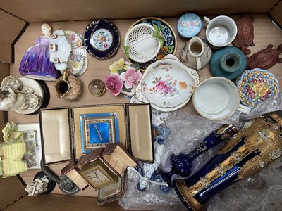 Lot 166 - Ceramics, traveling clocks and sundries