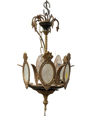 Lot 175 - Regency style glass and gilt metal hanging hall light, approximately 40cm drop