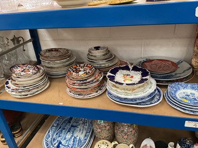 Lot 69 - Good group of 19th century ceramic dishes and plates, including Spode, Davenport, Derby, Japanese, etc