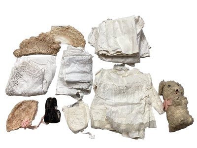 Lot 2104 - Quantity of Edwardian and later white cotton and lace, crochet and broderie anglaise items including women's petticoats, nighties, camisoles. Plus babies Christening clothing, dresses and petti...