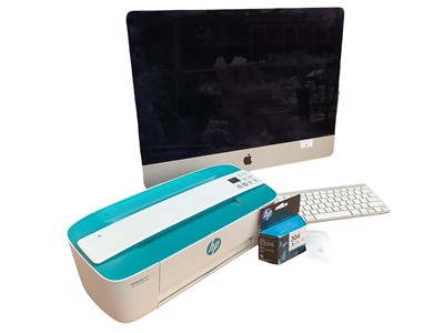 Lot 4 - iMac (21.5 inch screen, mid 2014), plus wireless keyboard, mouse and HP 3762 printer