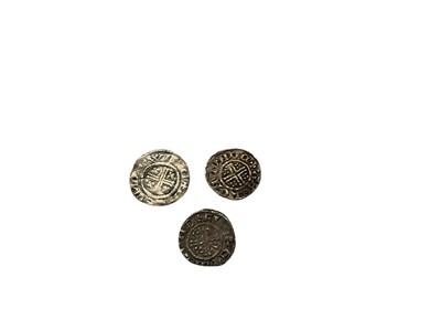 Lot 406 - G.B. - Mixed silver short cross penny's to include Henry II class 1b Moneyer Gocelm on Winc (Winchester) circa 1180-89 AD (N.B. Obv: Struck off centre) otherwise GF, John class 5c Moneyer Fulke...