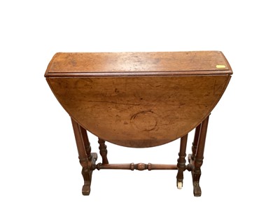 Lot 1213 - Victorian walnut Sutherland table, 56cm wide, together with an oak drop leaf table, 68cm wide (2)