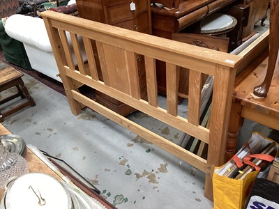 Lot 1219 - Contemporary light oak double bed with slats and side rails