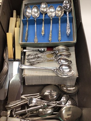 Lot 1073 - Silver apostle spoons and sundry silver plated cutlery