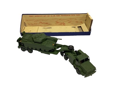 Lot 1851 - Dinky Gift Set Tank Transporter with tank No 698, Recovery tractor No 661. Both boxed. (2)