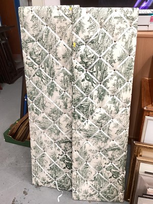 Lot 625 - Pair of Stroheim & Romann fabric covered notice boards, 38cm x 133cm