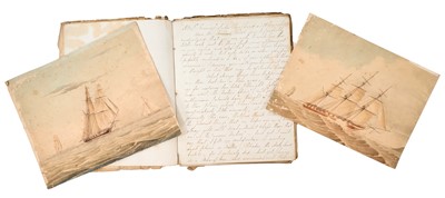 Lot 739 - Early 19th century hand-written diary, relating marine voyages and other material