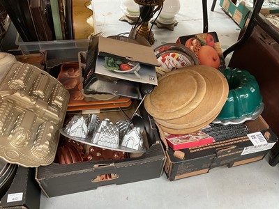 Lot 453 - Kitchenalia- quantity of good quality cake tins, moulds, stands and various other items to include Nordic Ware, the majority new and unused (6 boxes).