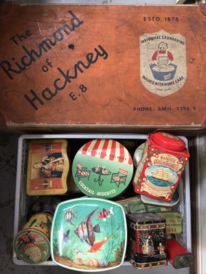 Lot 304 - Collection of vintage tins and box