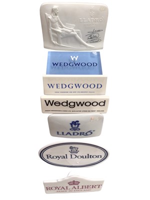 Lot 326 - Seven ceramic display signs including Wedgwood, Lladro, Royal Doulton and Royal Albert