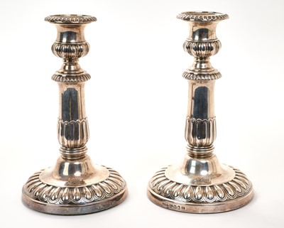 Lot 273 - Pair of Georgian telescopic silver candlesticks