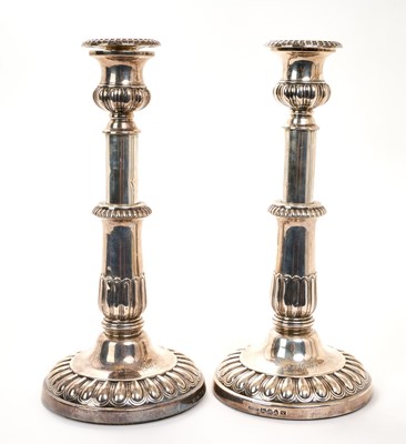 Lot 273 - Pair of Georgian telescopic silver candlesticks