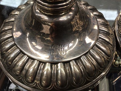 Lot 273 - Pair of Georgian telescopic silver candlesticks