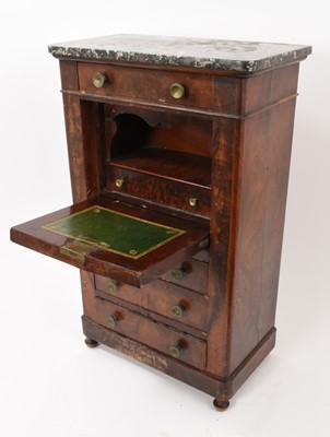 Lot 820 - 19th century miniature mahogany secretaire abattant with marble top