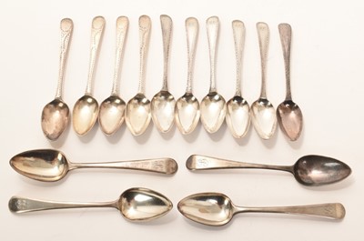 Lot 289 - Set of four silver teaspoons, another set of four and set of six