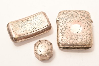 Lot 291 - Silver vinaigrette, snuff box and a vesta