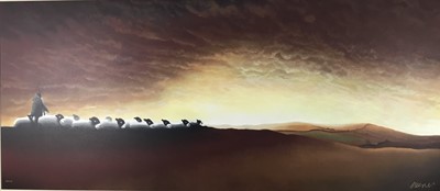 Lot 62 - Mackenzie Thorpe (1956-) 'Through Til Dawn', limited edition print, 49cm x 113cm, framed