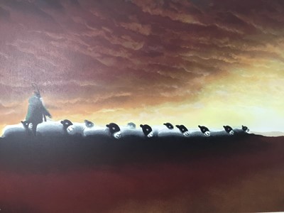 Lot 62 - Mackenzie Thorpe (1956-) 'Through Til Dawn', limited edition print, 49cm x 113cm, framed