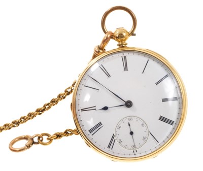 Lot 544 - Victorian 18ct gold pocket watch on chain