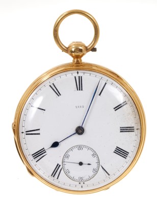 Lot 545 - Victorian 18ct gold mid-size pocket watch