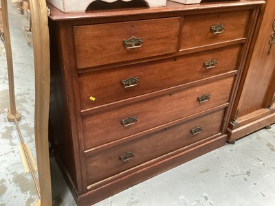 Lot 1254 - Edwardian walnut chest of two short and three long drawers, 114cm wide, 50.5cm deep, 101cm high