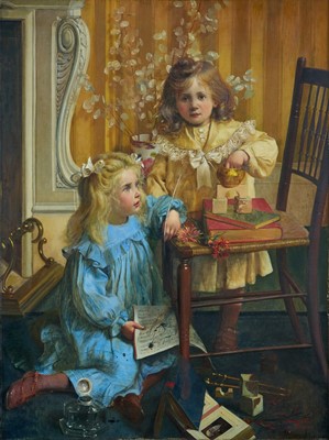 Lot 1028 - Walter Savage Cooper (1861-1943) oil on canvas, portrait of May and Arthur Savage Cooper