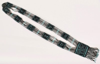 Lot 218 - 1920s Art Deco beadwork necklace with panels depicting signs of the zodiac