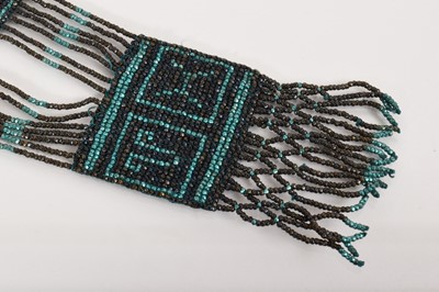 Lot 218 - 1920s Art Deco beadwork necklace with panels depicting signs of the zodiac