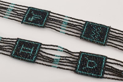 Lot 218 - 1920s Art Deco beadwork necklace with panels depicting signs of the zodiac