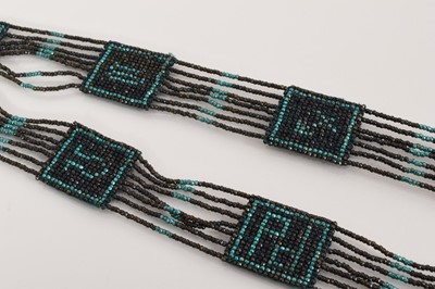 Lot 218 - 1920s Art Deco beadwork necklace with panels depicting signs of the zodiac