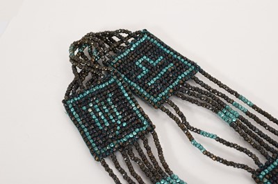 Lot 218 - 1920s Art Deco beadwork necklace with panels depicting signs of the zodiac