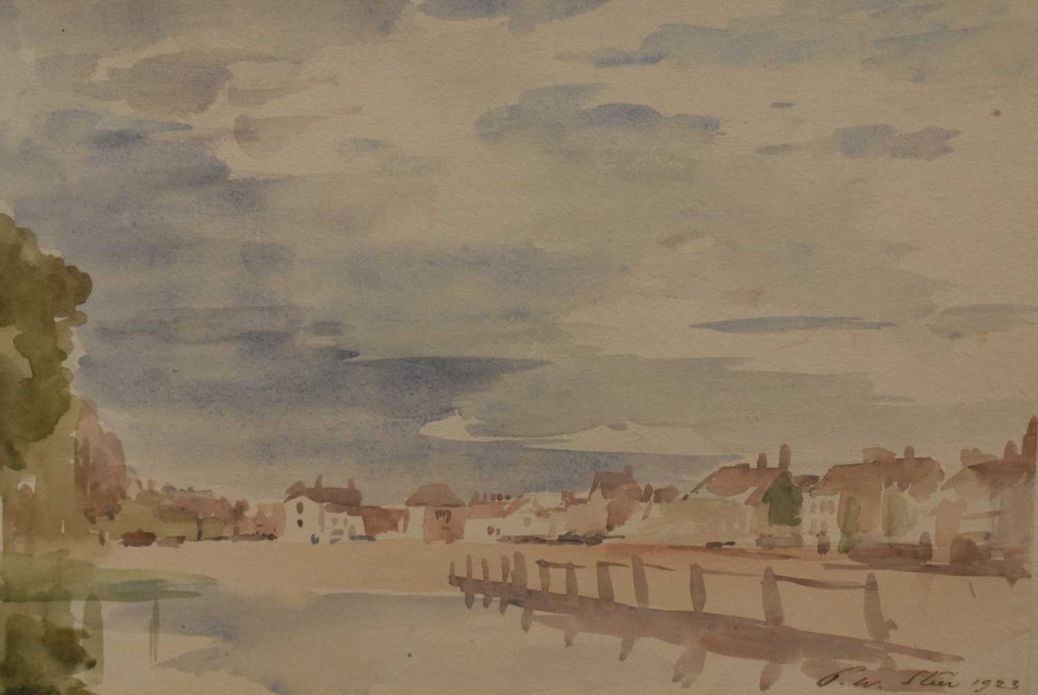 Lot 1093 - Philip Wilson Steer (1860-1942) watercolour - The High Street, Thame, signed and dated 1923, 23cm x 33cm, in glazed gilt frame