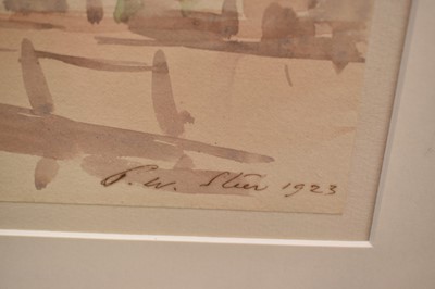 Lot 1093 - Philip Wilson Steer (1860-1942) watercolour - The High Street, Thame, signed and dated 1923, 23cm x 33cm, in glazed gilt frame