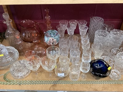 Lot 669 - Selection of cut glasses, other glass ware and two twisted glass canes