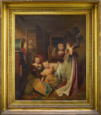 Lot 1062 - James Pardon (act.1811-1829) oil on canvas, group portrait of the daughters of Robert Maulkin, owner of Maulkin Malsters of Bury St Edmunds