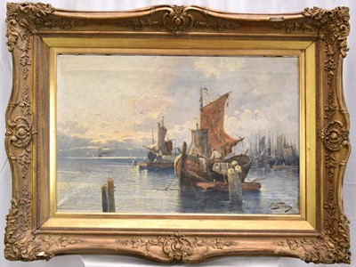 Lot 1238 - Pair of Italian School oil on canvas - Coastal Scenes, signed Sigart, the first 48cm x 73cm, the second 46cm x 71cm, in gilt frames