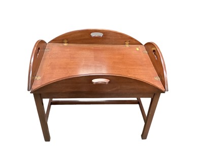 Lot 1265 - Mahogany butlers tray on stand, 70cm wide, 50.5cm deep, 56.5cm high