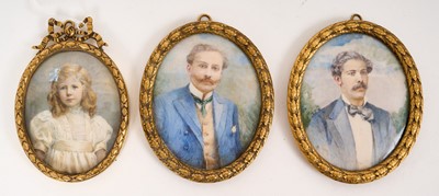 Lot 800 - Nellie M Hepburn Evans (late 19th / early 20th) three portrait miniatures