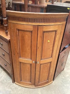 Lot 1267 - 19th century bowfront corner cupboard, 67cm wide, 110cm high