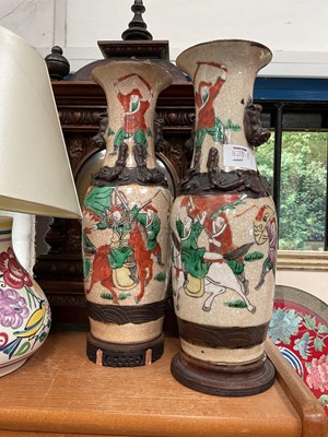 Lot 277 - Pair of Chinese crackle ware vases