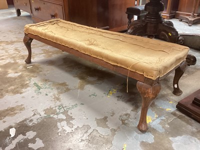 Lot 1289 - 19th century mahogany framed long stool, 123cm wide, 41cm deep, 33cm high